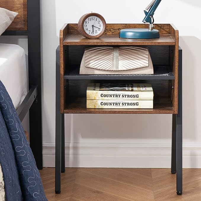 VECELO Nightstand Set of 2, Industrial End Table, Bedside Table - Image 2