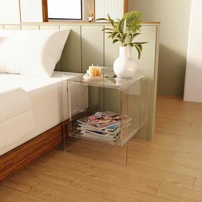 Clear Acrylic Night Stand, Modern Bedroom Night Stand - Image 2