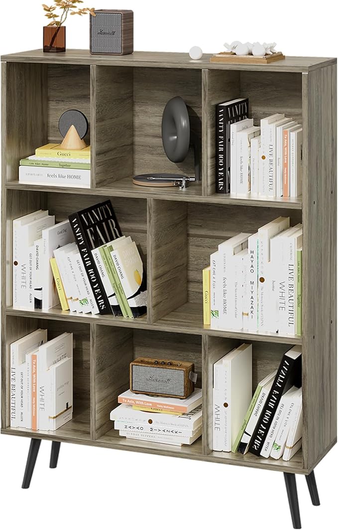 Bookshelf, 3-Tier 8 Cube Open Wooden Book Shelf - Image 3