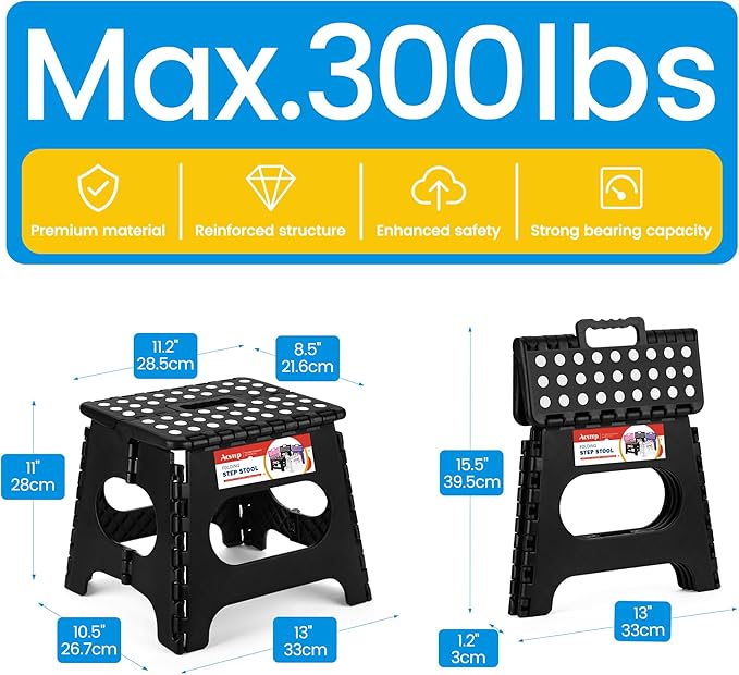 ACSTEP Folding Step Stool for Adults-11 Height Lightweight Plastic Stepping - Image 4