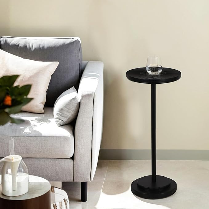 Drink Table, Carved Table Top Martini Table, Small Side Table, Weighted Base - Image 8