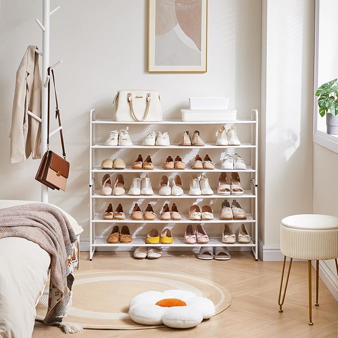 YMYNY Freestanding Shoe Racks, 3 Tiers Stackable & Adjustable Shoe Storage Shelf - Image 5