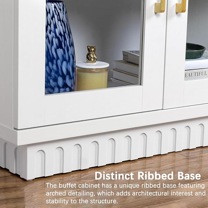 Buffet Cabinet with Storage, Sideboard Buffet with Glass Doors, Cupboard - Image 5