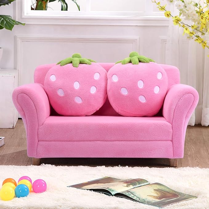 Costzon Kids Couch, Double Seat Pink Children's Sofa - Image 6