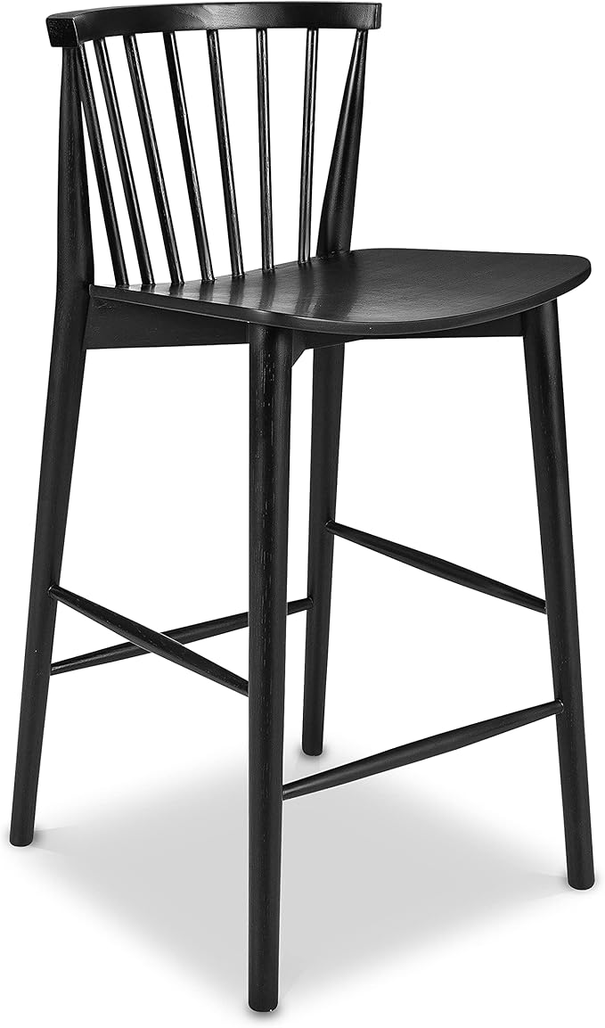 POLY & BARK Ligna Counter Stool Black – Mid-Century Inspired Stool by POLYBARK