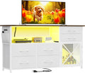 Dresser for Bedroom with LED Lights, TV Stand with Charging Station for 50 inch by SZLHANJZ