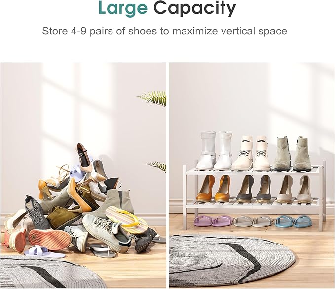 White Shoe Rack for Entryway, 2 Tier Shoe Organizer for Hallway Closet - Image 5