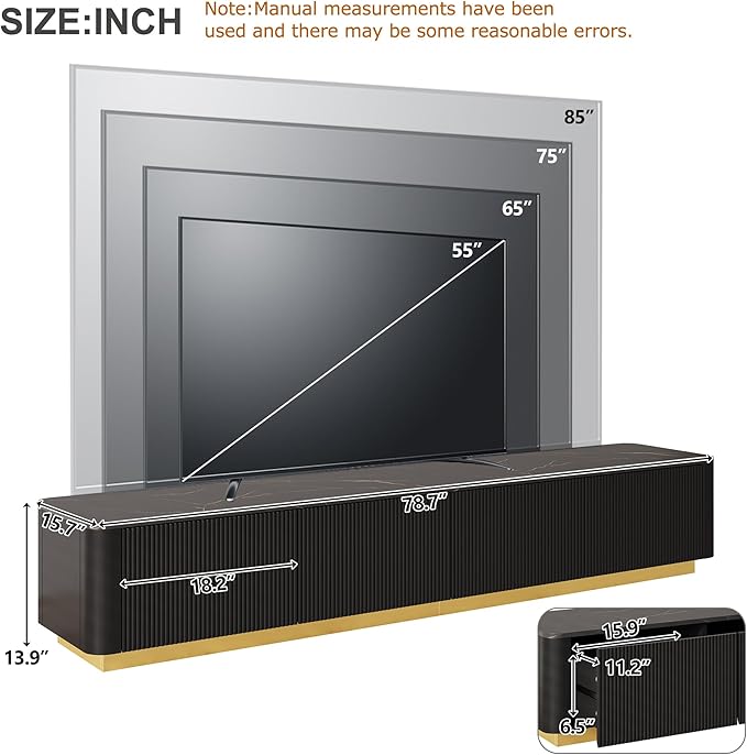 Merax Modern Wood TV Stand for TVs Up to 85'', Faux Marble Tabletop - Image 7