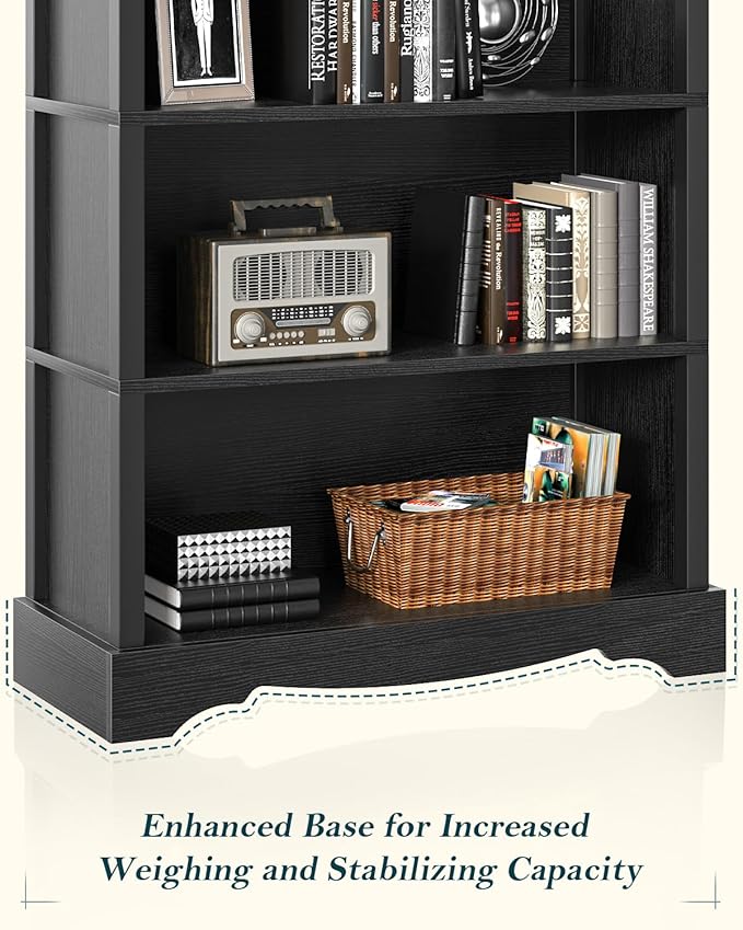 TVU 5-Tier Wooden Bookshelf, 65 Inch Tall Bookshelf - Image 9