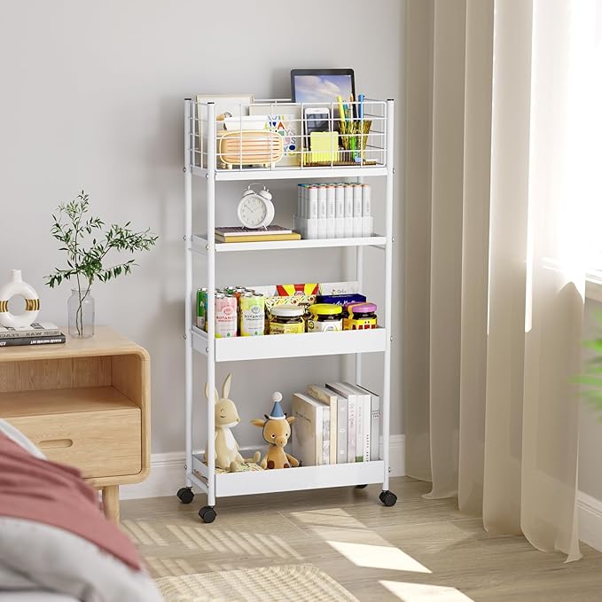 KINGRACK Slim Storage Cart, 4-Tier Metal Utility Rolling Cart - Image 8