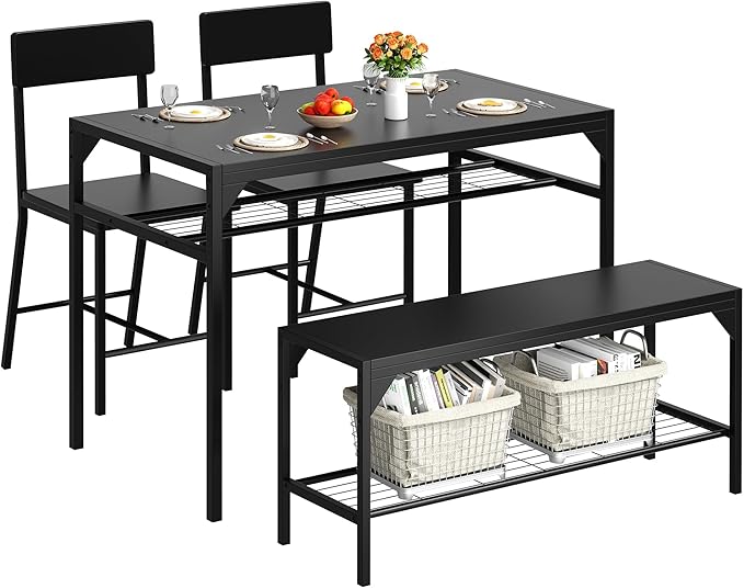 Shintenchi Kitchen Table Chairs Set of 4, Dining Table Set by Shintenchi