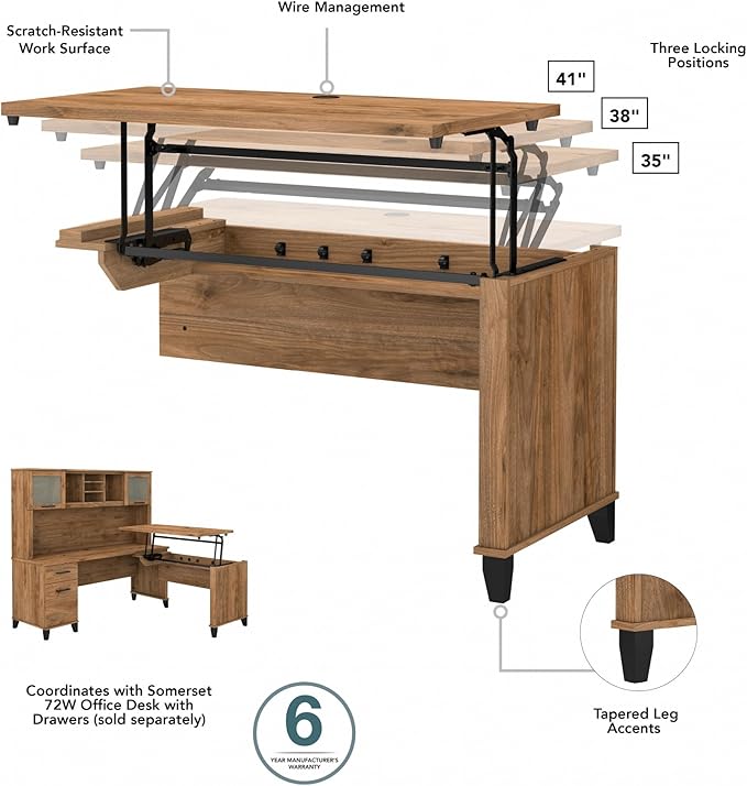 Bush Furniture Somerset 72W 3 Position Sit to Stand L Shaped Desk - Image 11