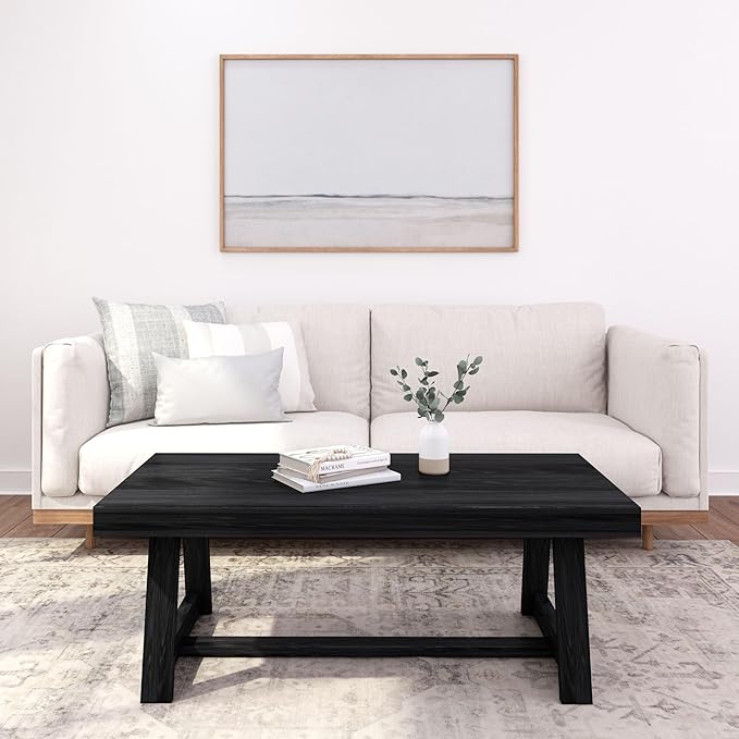 Plank+Beam Classic Rectangular Coffee Table, 48 Inch Farmhouse Coffee Table by PlankBeam