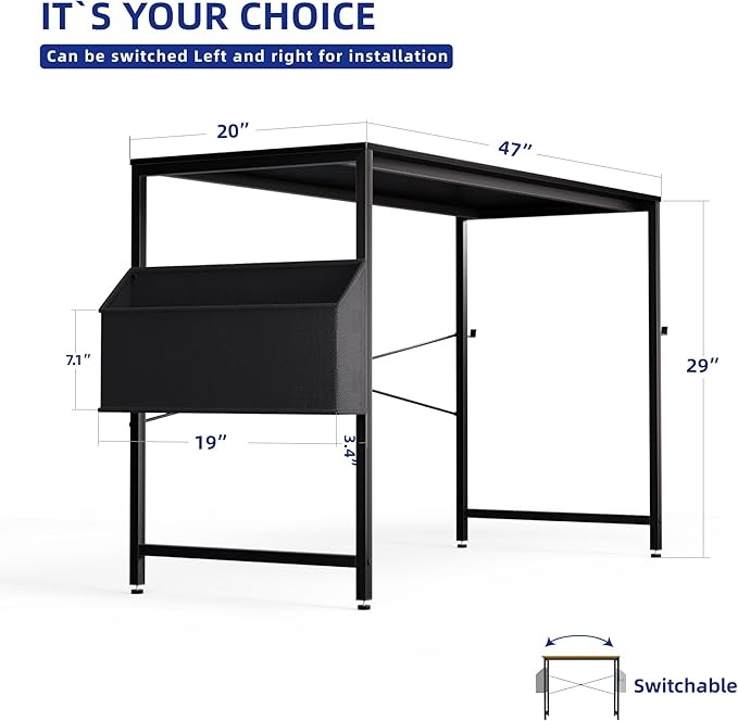 Pamray 47 Inch Computer Desk for Small Spaces - Image 3
