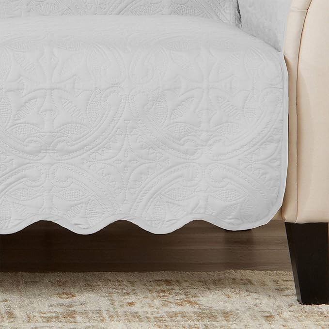 Great Bay Home Medallion Stitched Solid Furniture Protector Stain Resistant - Image 2