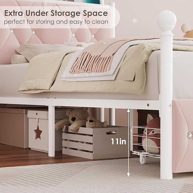 Twin Upholstered Canopy Bed Frame - Image 7
