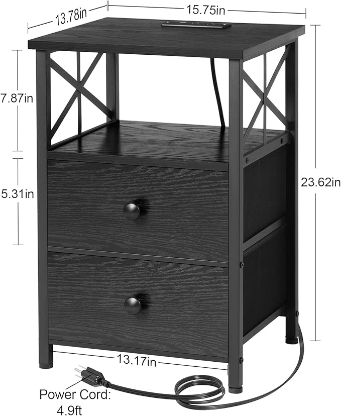 AMHANCIBLE Night Stand Set 2, End Tables Living Room - Image 3