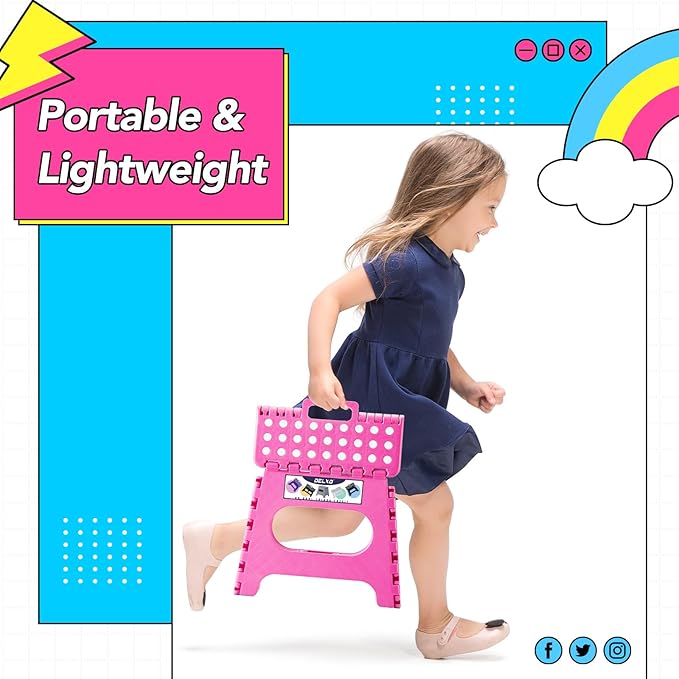 Delxo Folding Step Stool, 11 Inch Non-Slip Foldable Step Stools, Portable - Image 8