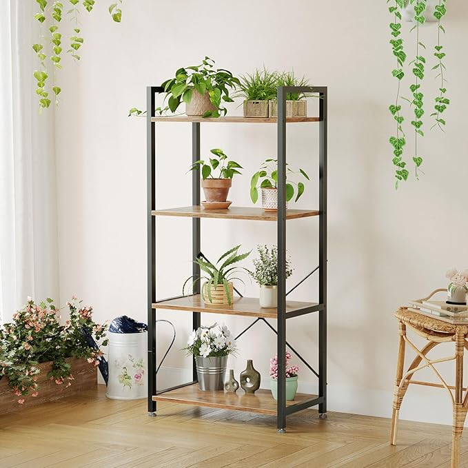 Casaottima Book Shelf, 4 Tier Bookshelf, Modern Wood Bookcase Shelves - Image 8
