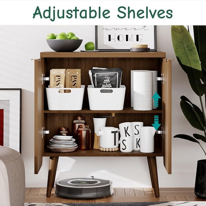23.6" Sideboard Cabinet with 2 Doors, Modern Buffet Cabinet with Adjustable - Image 3