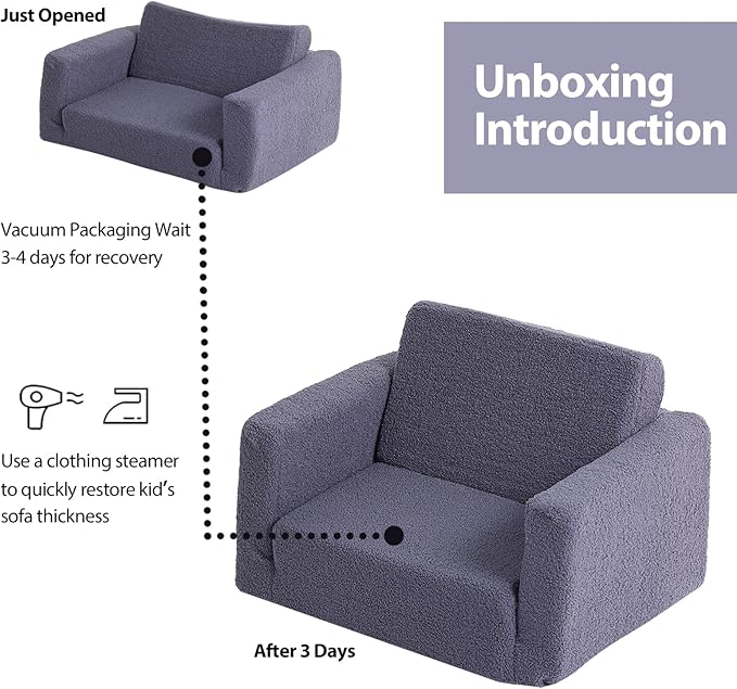 Tiita Kids Sofa, 2-in-1 Kid Chairs, Convertible Children Couch to Lounger - Image 6