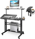 Mobile Standing Desk, Adjustable Rolling Computer Desk by Panta