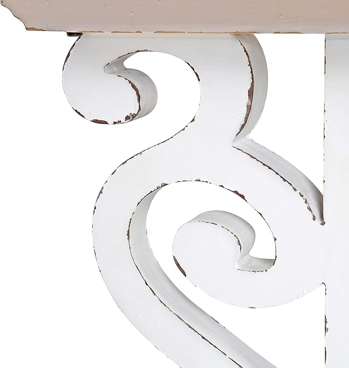 Kate and Laurel Wyldwood Rustic Carved Coffee Table, Distressed Brown and White - Image 6