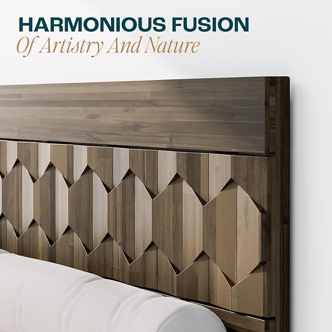 Bme Georgina Signature Mocha Bed Frame, Queen Bed Frame and Headboard - Image 5