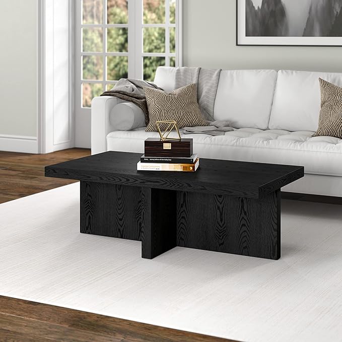 Henn&Hart 44" Rectangular Wood Pedestal Low-Profile Coffee Table - Image 7