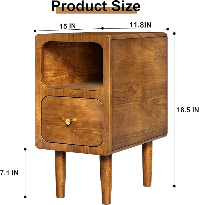 Narrow Nightstand, Solid Wood Night Stand - Image 3