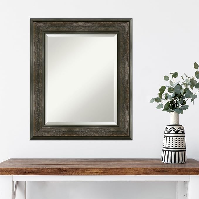 Amanti Art Brown Wall Mirror 26x22 Rail Rustic Char Rectangle Bathroom Mirror - Image 4