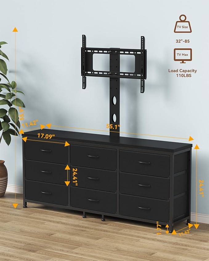 TV Stand with Mount for 32/55/65/75/85 inch TVs, Entertainment Center with 9 - Image 2