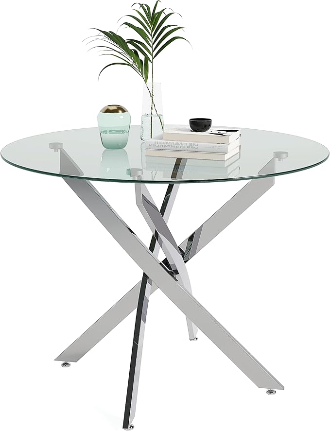 Round Tempered Glass Dining Table by NIERN