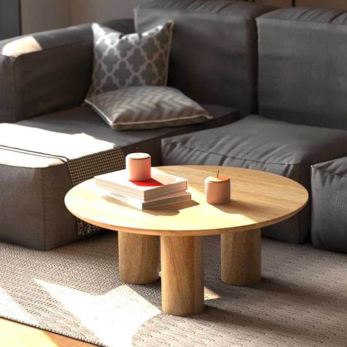 Relso Gaia Round Coffee Table, Natural Mango Wood Coffee Table by Relso