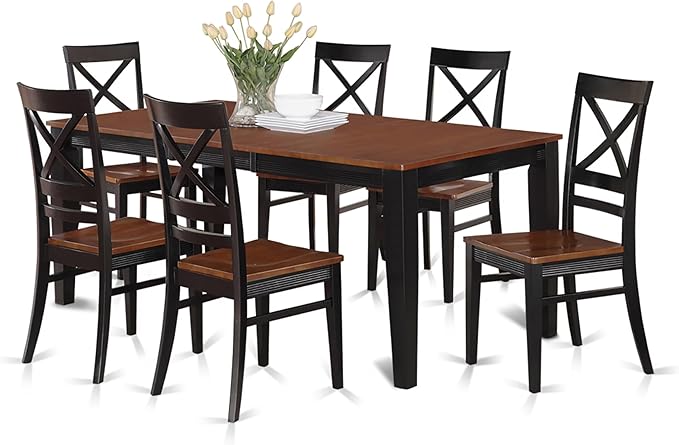 East West Furniture QUIN7-BLK-W 7 Piece Kitchen Table & Chairs Set Consist of a by EastWestFurniture