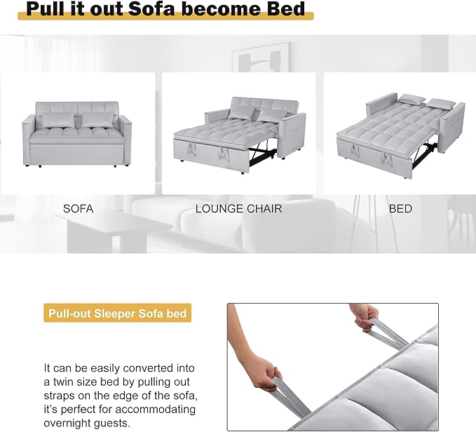 3 in1 Sofa Bed, Pull-Out Sleeper Sofa Bed - Image 6