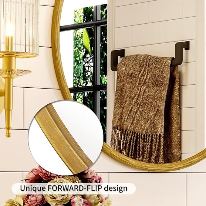 Growsun 24 inch Retro Gold Round Mirror Circle Wall Mirror - Image 3