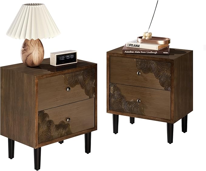 COSIEST Nightstand Set of 2, Mid Century Modern End Table by COSIEST