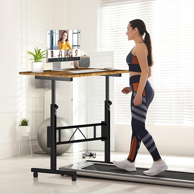 Klvied Small Standing Desk Adjustable Height, Mobile Table - Image 2