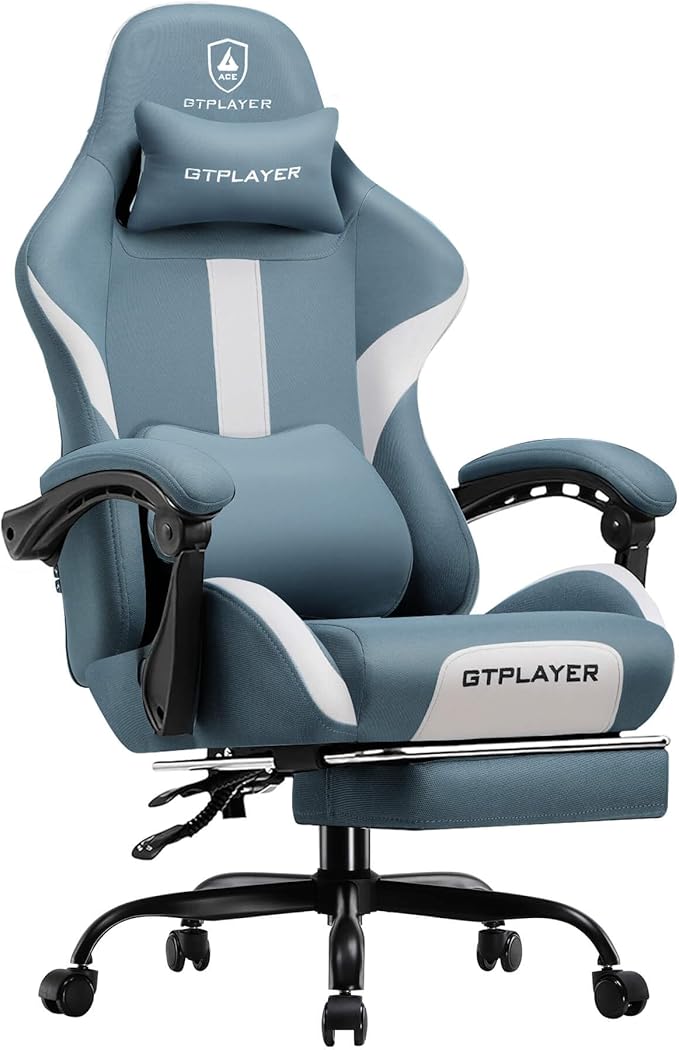 GTRACING Gaming Chair with Foot Rest & Pocket Spring Cushion, Breathable Fabric by GtracingDirect