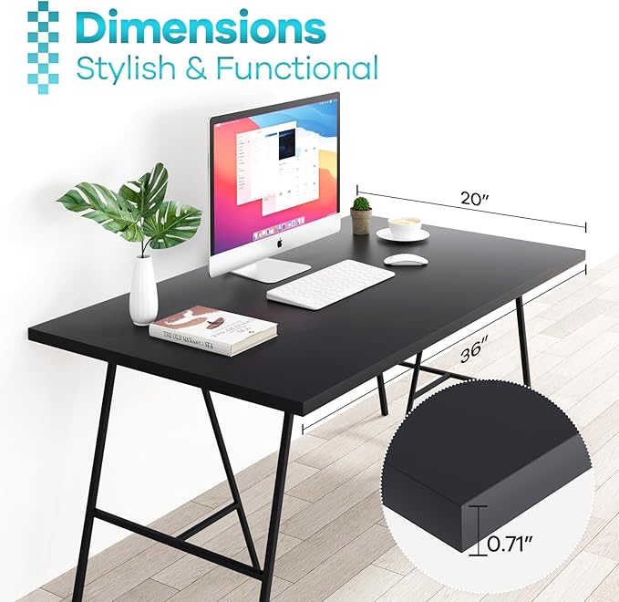 Kaboon 36x20 inch Black Table Top Universal, Solid One-Piece Desktop, - Image 3