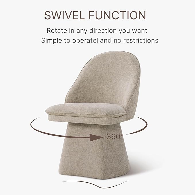 Swivel Dining Chairs Modern Desk Chair Upholstered Linen Fabric Side Chair - Image 4