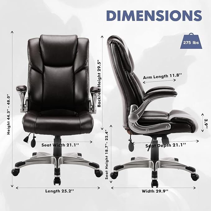 COLAMY High Back Executive Office Chair- Ergonomic Home Computer Desk Leather - Image 3