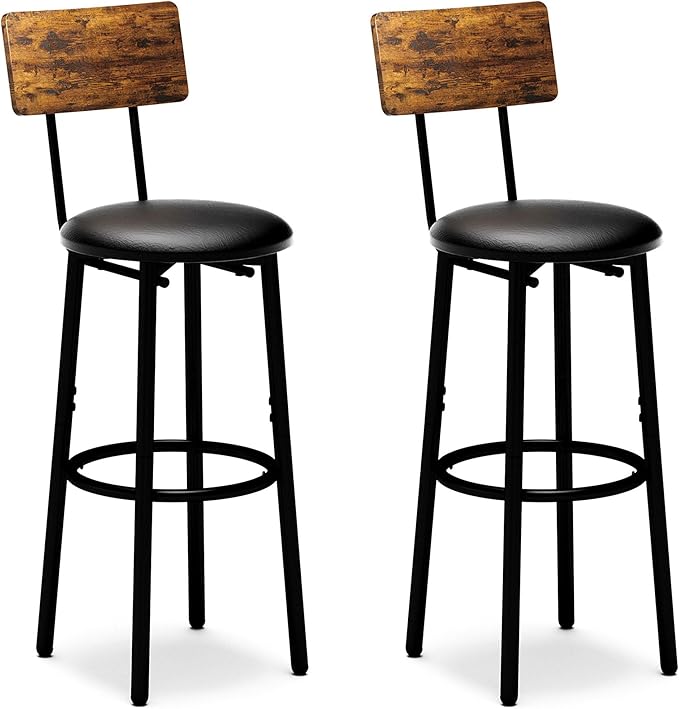 Bar Stools with Back, High Kitchen Barstools with Back, Counter Stools Bar by IRCPEN