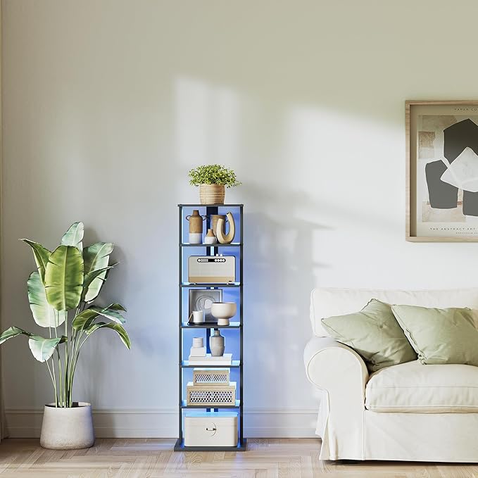7-Tier Bookshelf, Narrow Bookcase - Image 2
