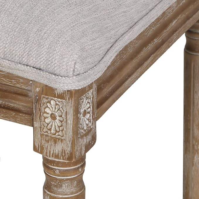 Merax Upholstered Solid Wood Dining Chairs Set of 2, French Country Style - Image 6