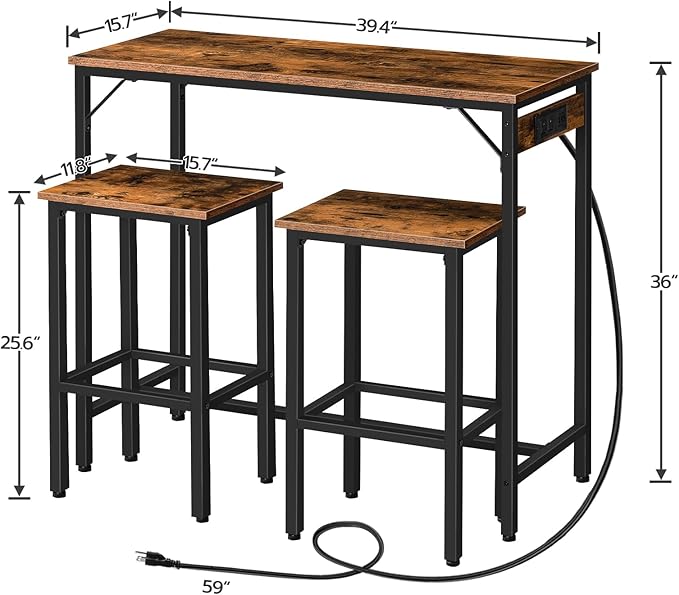 HOOBRO Bar Table and Chairs Set, 39.4" Dining Table Set - Image 5
