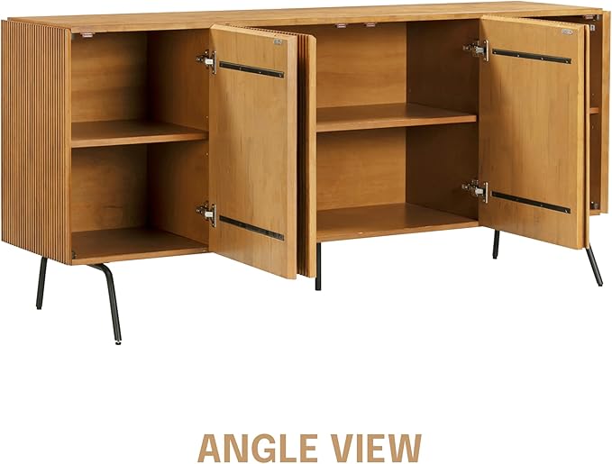 NTC Veil Modern Sideboard with 4 Doors, Buffet Cabinet with Vertical Groove - Image 7