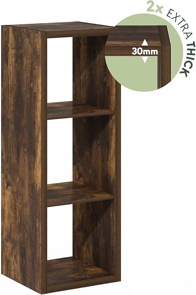 Furinno Cubicle Open Back Decorative Cube Storage Organizer, Amber Pine - Image 5