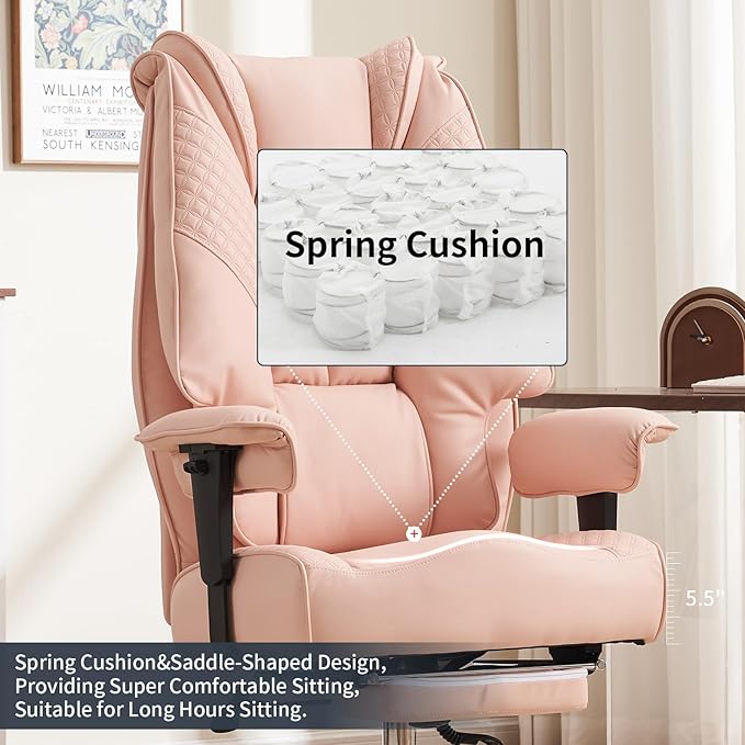 Big and Tall Office Chair 400lbs Wide Seat, Leather High Back Executive Office - Image 4